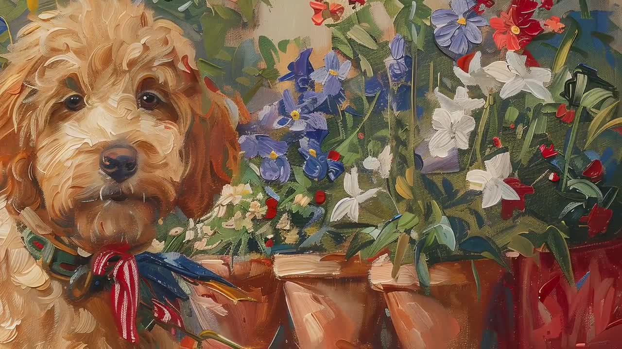 Golden Retriever 4th of July Frame TV Art, Pet Portrait, USA
